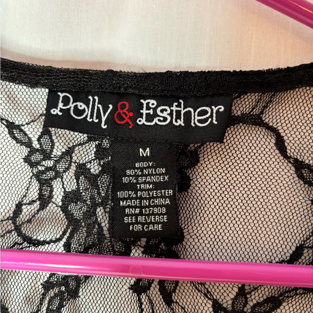 Polly & Esther women’s swim coverup sizeM lace/crochet, bell sleeves - Picture 3 of 10